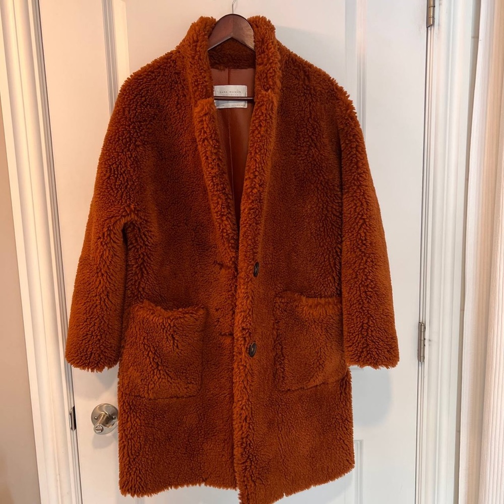 ZARA BRANDY DOUBLE SIDED FAUX FUR COAT JACKET size M - Picture 10 of 12